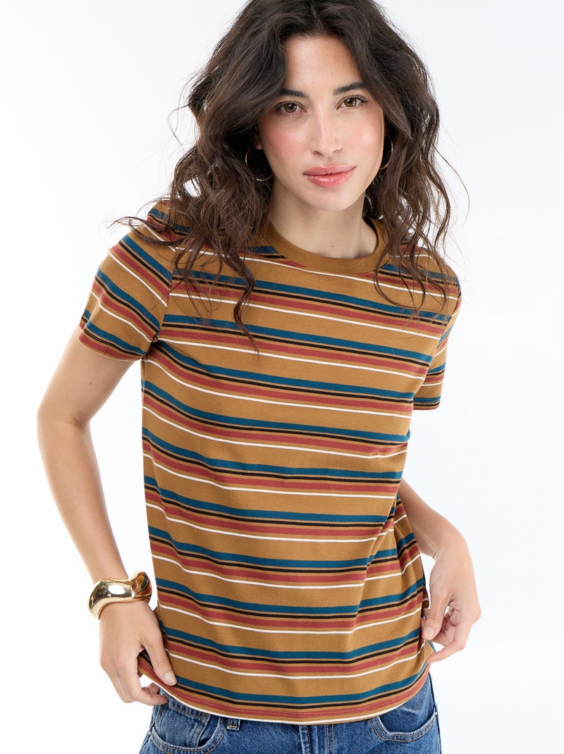 T-shirt imprimé Marron - Kiabi