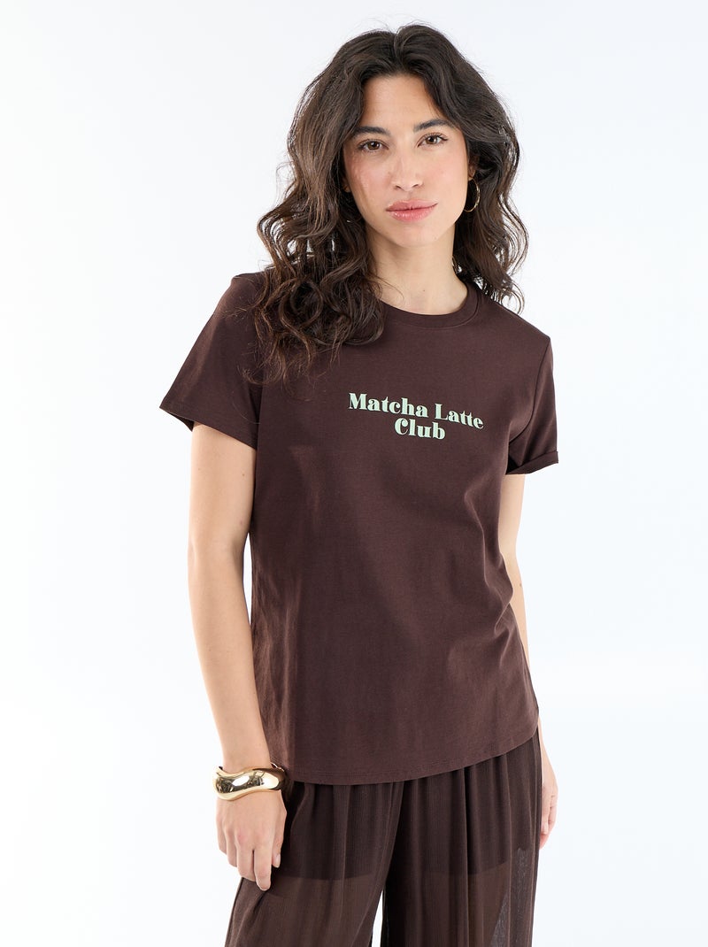 T-shirt imprimé Marron - Kiabi