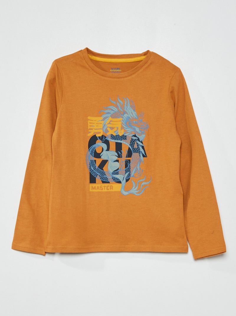 T-shirt imprimé 'Master Dragon' Marron - Kiabi