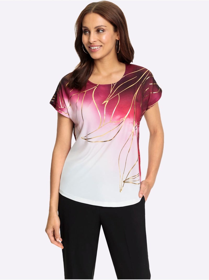 T-shirt Imprimé Matière Supérieure Facile D'entretien - Taille Standard - Witt Rouge foncé - Kiabi