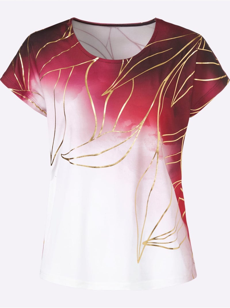 T-shirt Imprimé Matière Supérieure Facile D'entretien - Taille Standard - Witt Rouge foncé - Kiabi