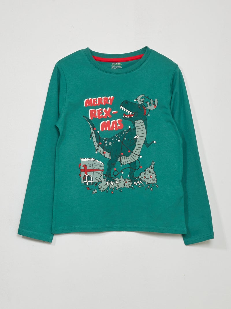 T-shirt imprimé 'Merry Rex-Mas' Vert - Kiabi