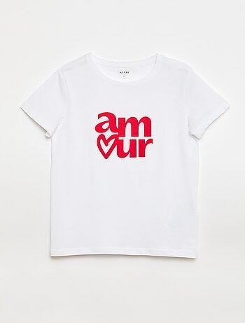 T-shirt imprimé message à manches courtes