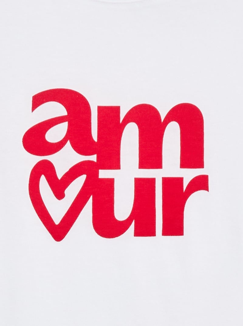 T-shirt imprimé message à manches courtes Blanc - Kiabi