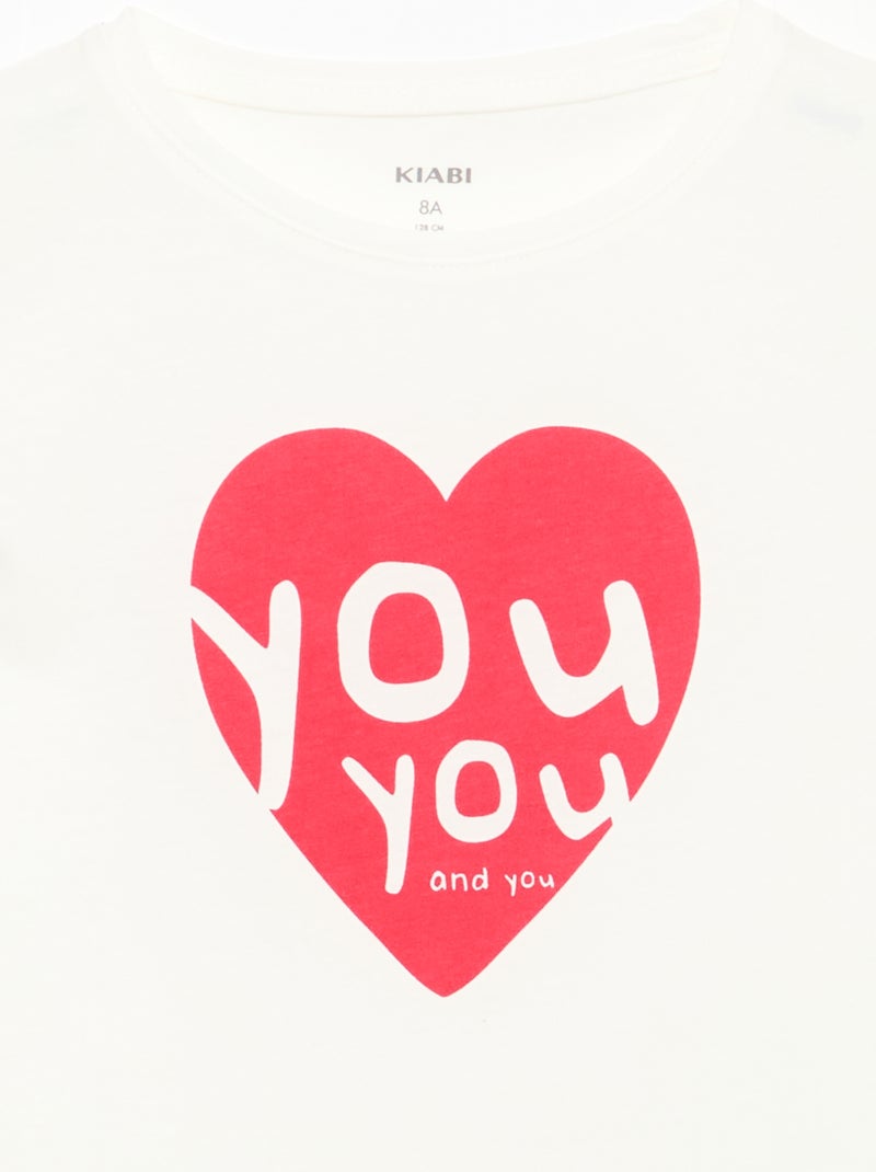 T-shirt imprimé message à manches courtes Blanc - Kiabi
