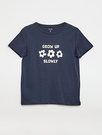 T-shirt imprimé message à manches courtes