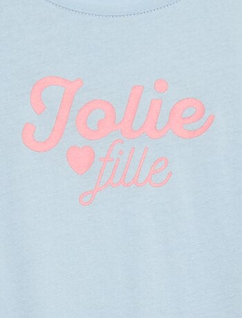 T-shirt imprimé message à manches courtes