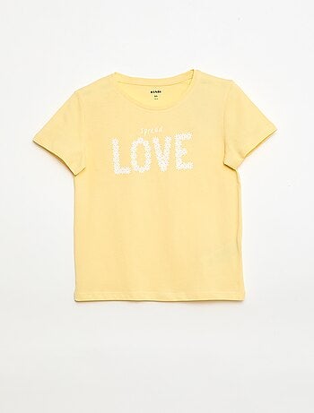 T-shirt imprimé message à manches courtes