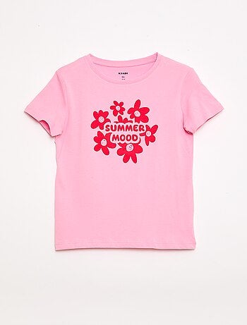 T-shirt imprimé message à manches courtes