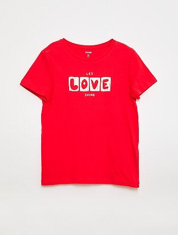 T-shirt imprimé message à manches courtes