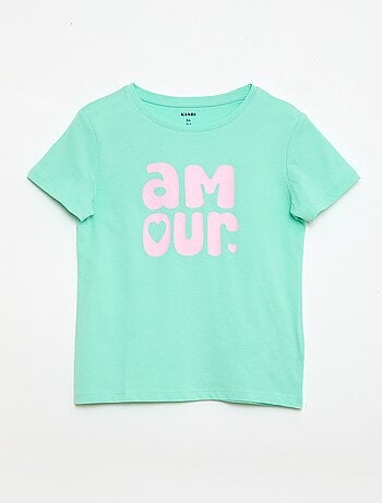 T-shirt imprimé message à manches courtes