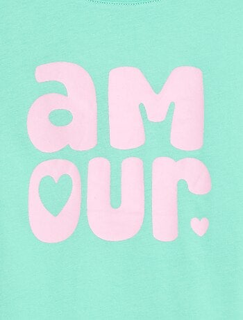 T-shirt imprimé message à manches courtes