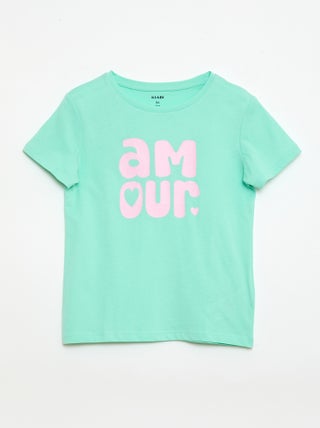 T-shirt imprimé message à manches courtes