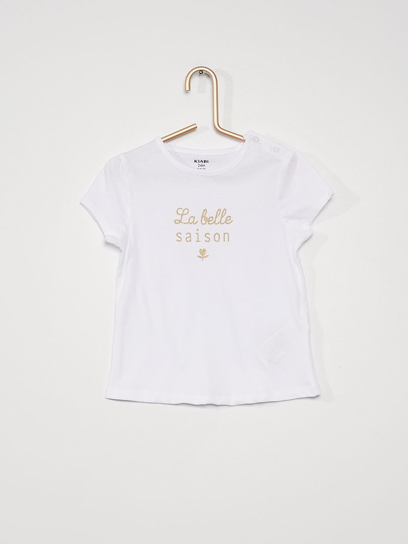 T-shirt imprimé message Blanc 'belle saison' - Kiabi