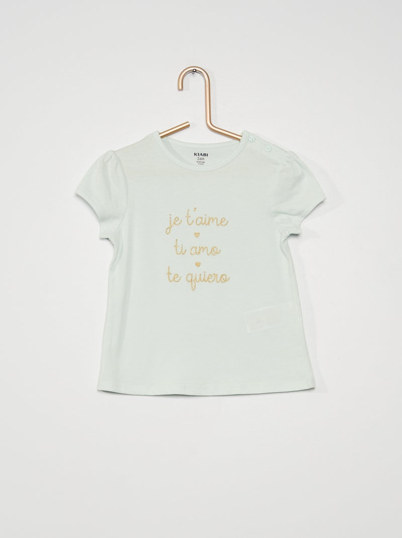T-shirt imprimé message Bleu 'love' - Kiabi