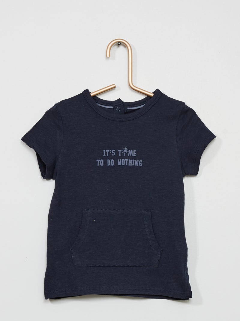 T-shirt imprimé message bleu marine - Kiabi