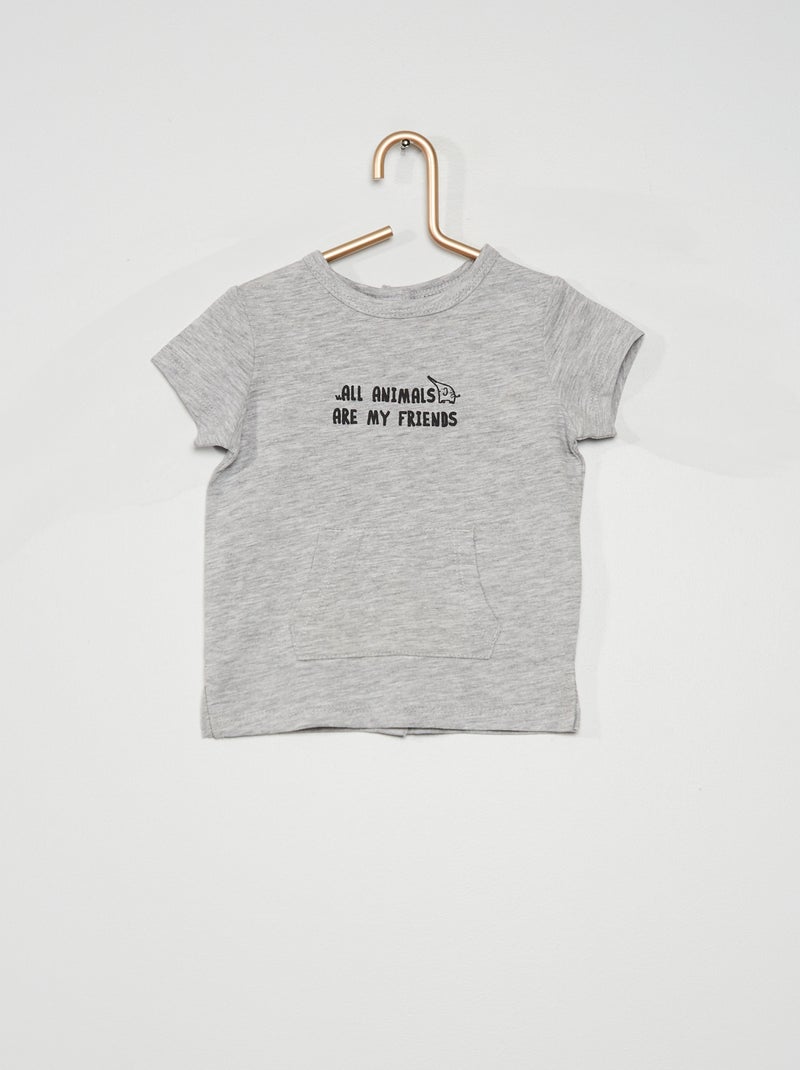 T-shirt imprimé message gris - Kiabi
