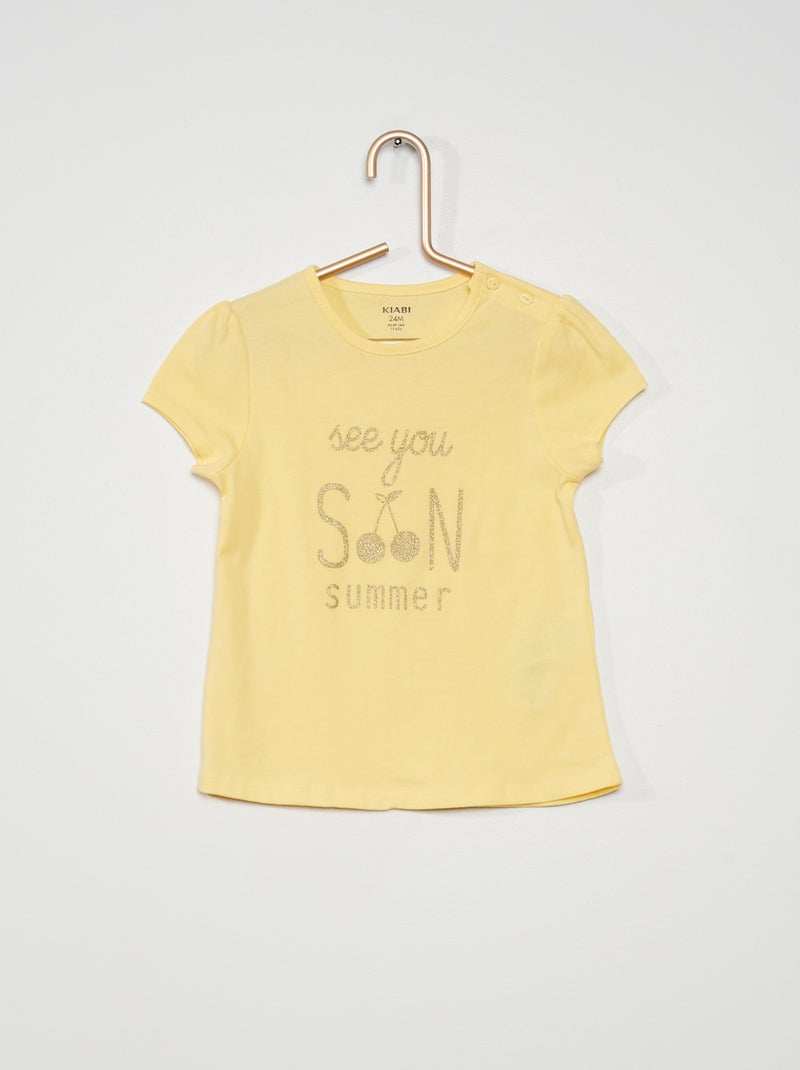 T-shirt imprimé message Jaune - Kiabi