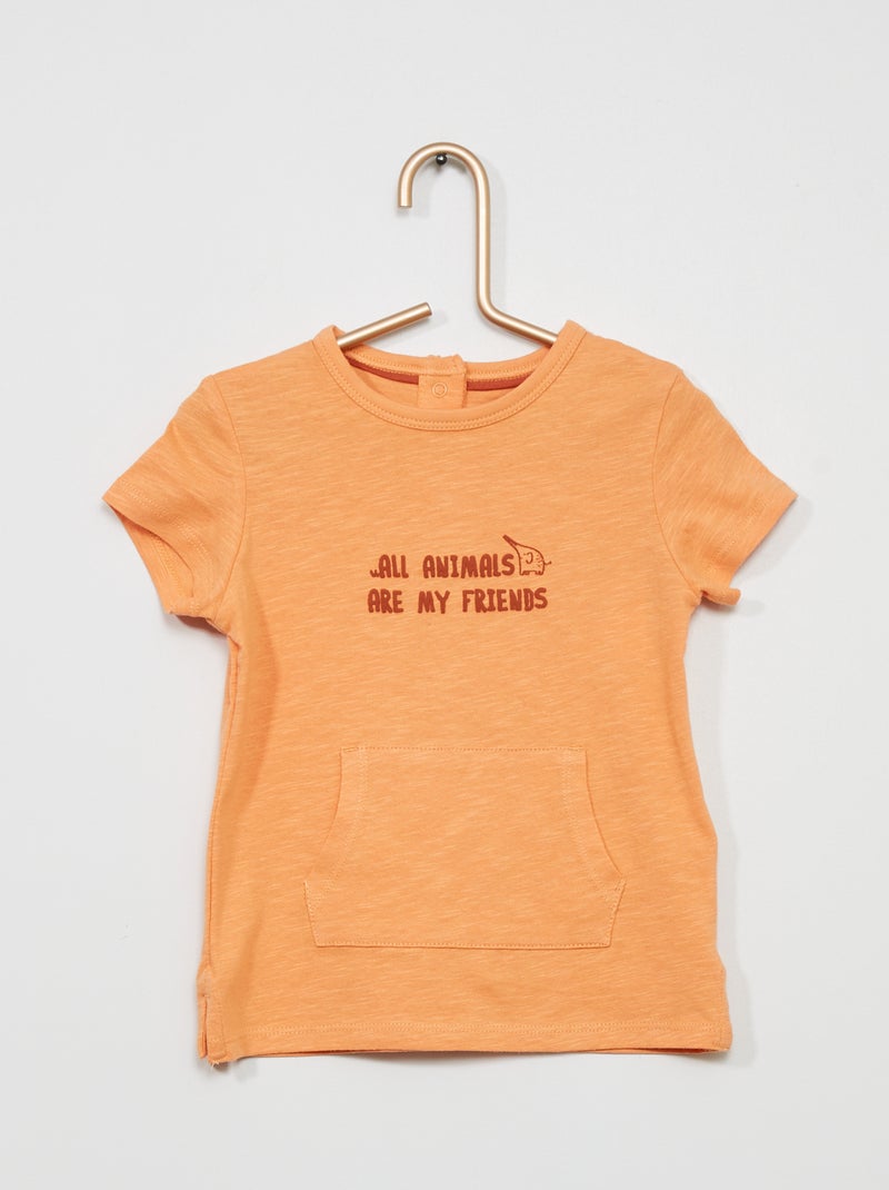 T-shirt imprimé message orange - Kiabi