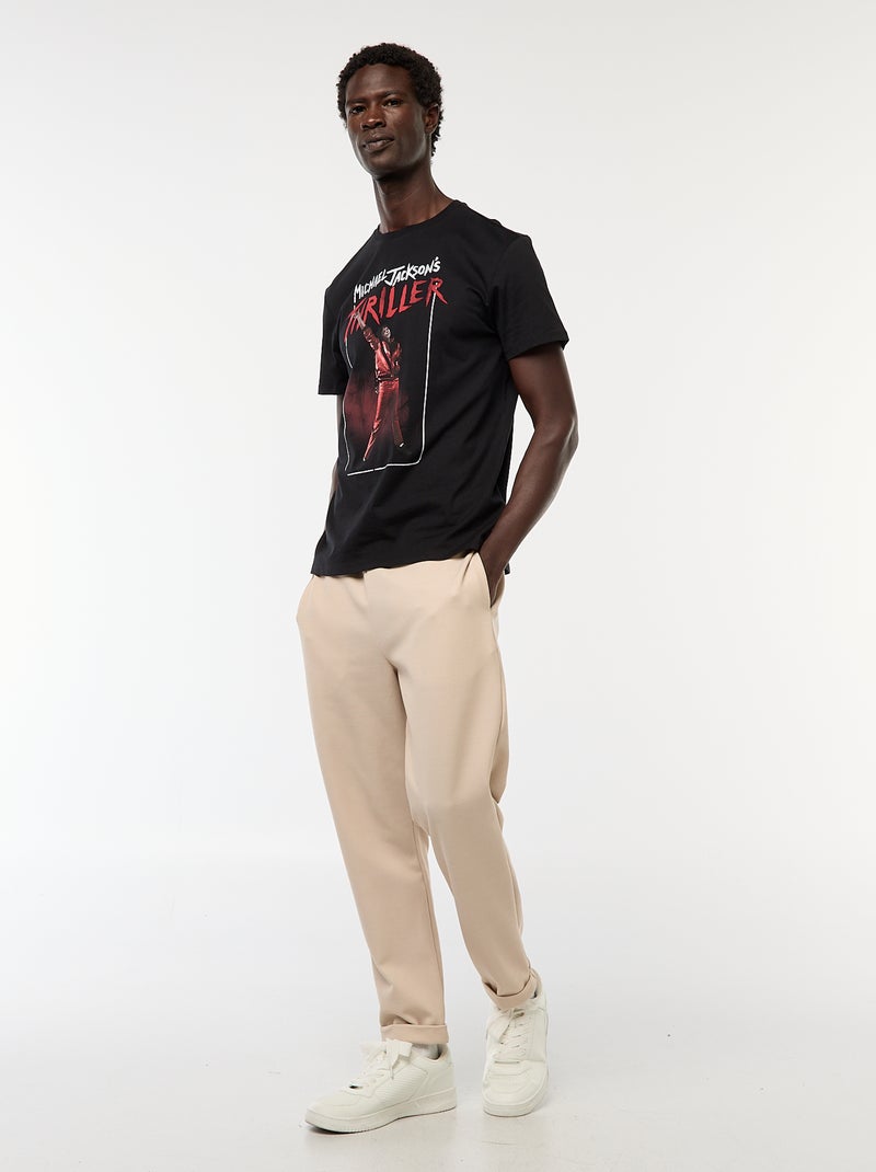 T-shirt imprimé 'Mickael Jackson' 'Thriller' à manches courtes Noir - Kiabi