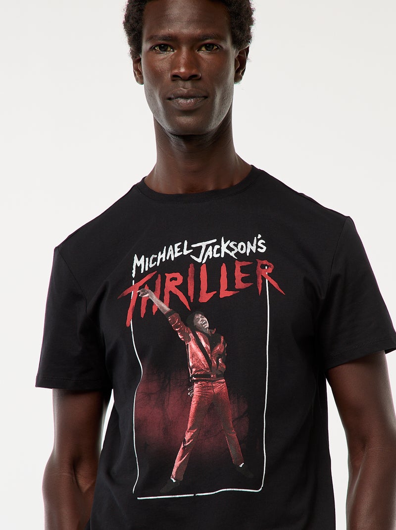 T-shirt imprimé 'Mickael Jackson' 'Thriller' à manches courtes Noir - Kiabi