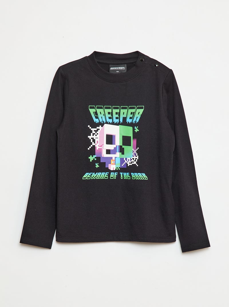 T-shirt imprimé 'Minecraft' à manches longues - So Easy Noir - Kiabi