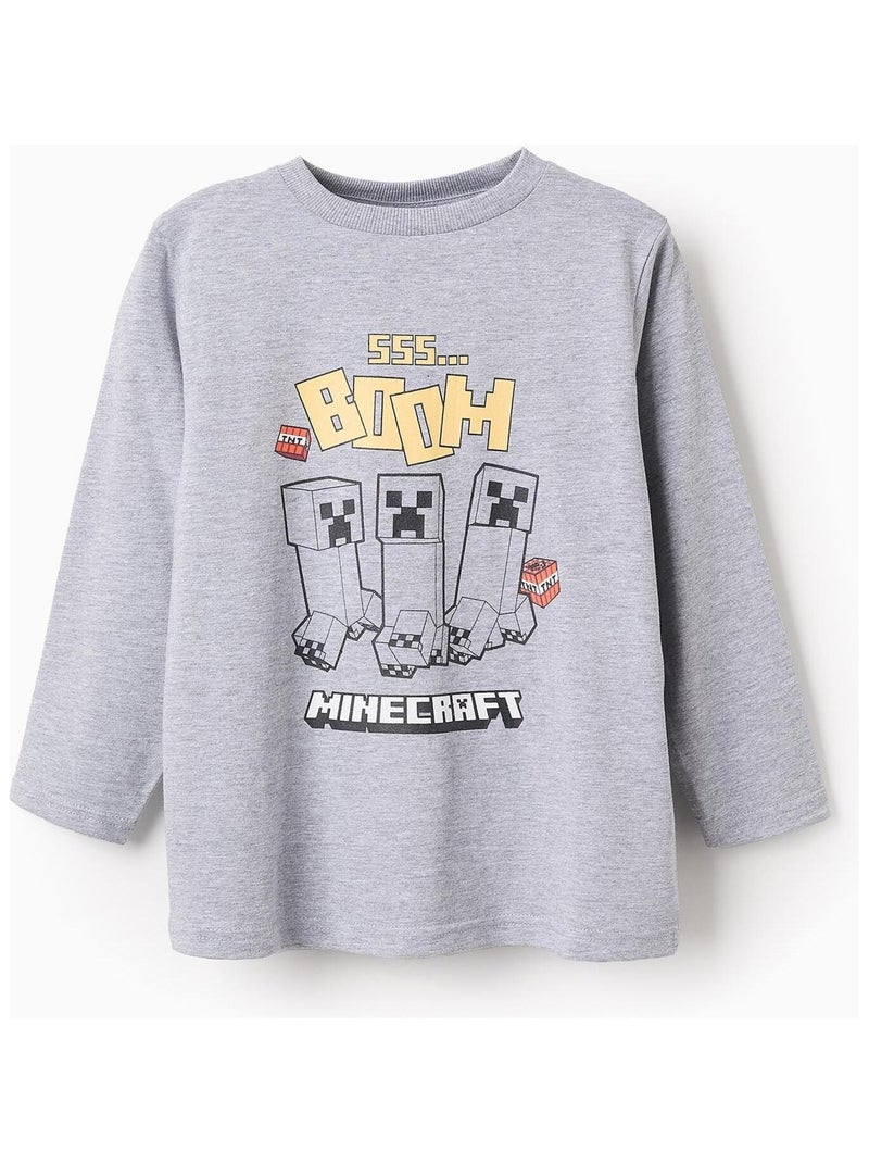 T-shirt Imprimé Minecraft Gris - Kiabi