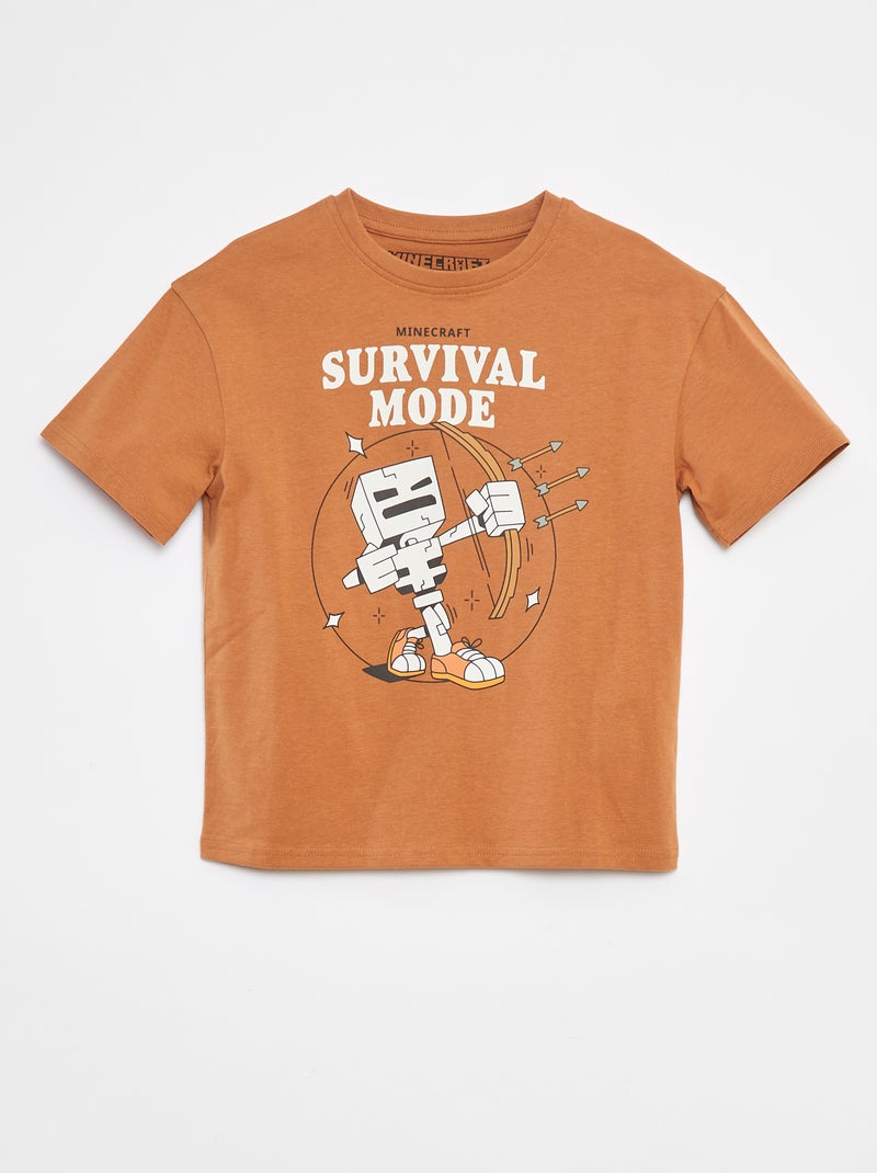 T-shirt imprimé 'Minecraft' Marron - Kiabi