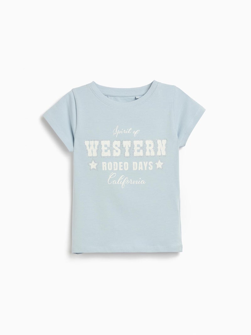T-shirt imprimé MO Fashion Bleu ciel - Kiabi