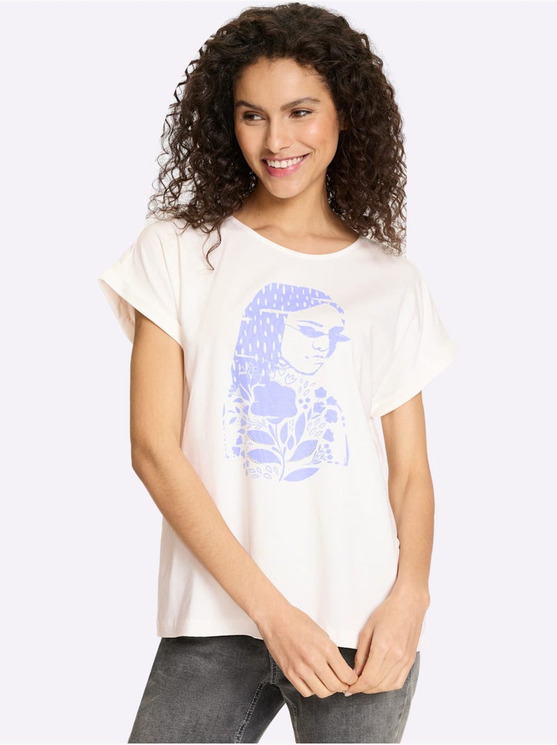 T-shirt Imprimé Mode - Taille Standard - Helline Ecru - Kiabi