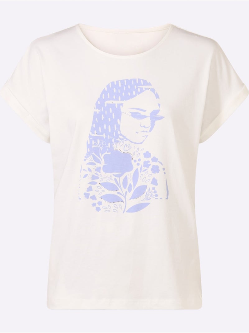 T-shirt Imprimé Mode - Taille Standard - Helline Ecru - Kiabi