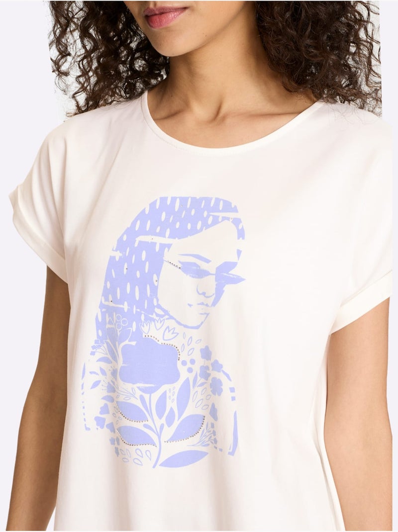 T-shirt Imprimé Mode - Taille Standard - Helline Ecru - Kiabi