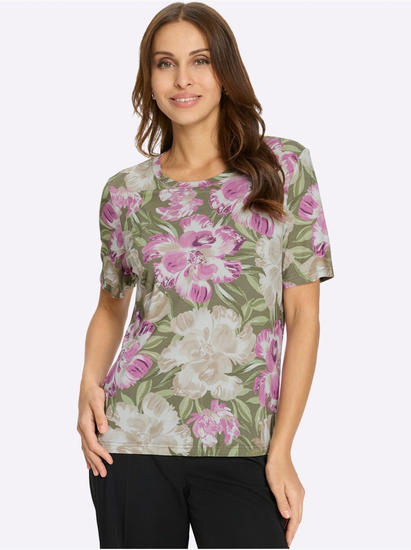 T-shirt imprimé motif floral féminin - taille standard - witt Pistache - Kiabi