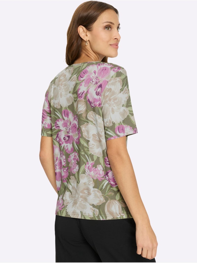 T-shirt imprimé motif floral féminin - taille standard - witt Pistache - Kiabi
