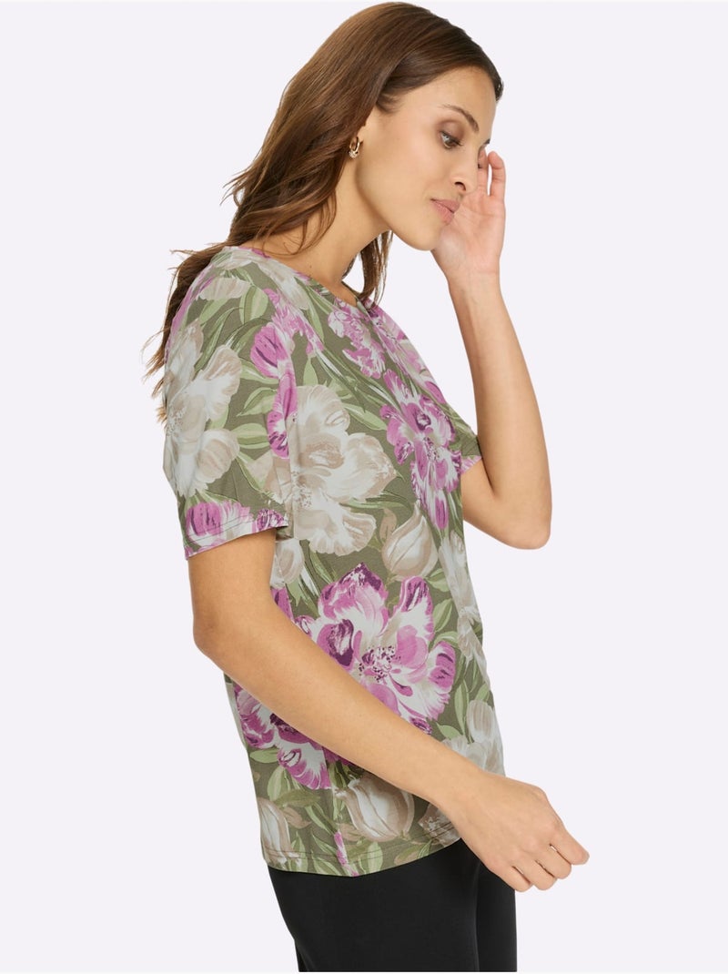T-shirt imprimé motif floral féminin - taille standard - witt Pistache - Kiabi