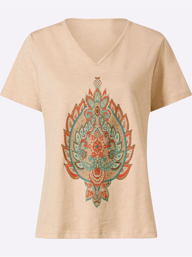 T-shirt Imprimé Motif Imprimé - Taille Standard - Helline Sable - Kiabi