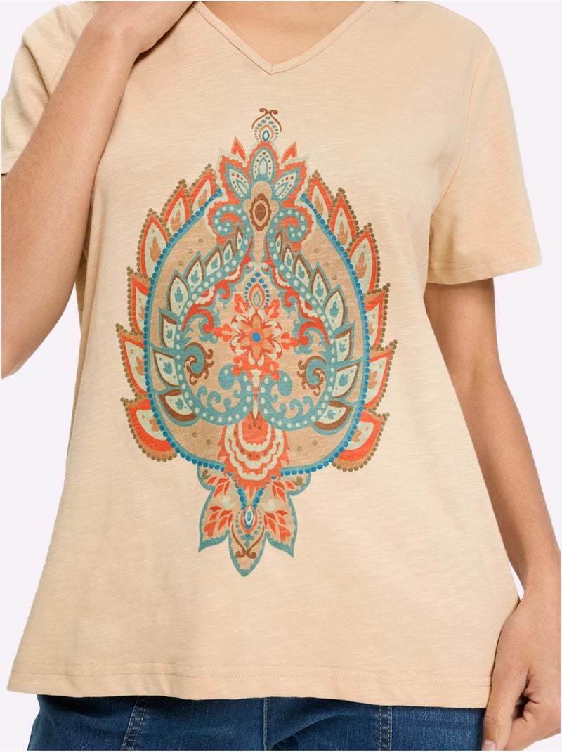 T-shirt Imprimé Motif Imprimé - Taille Standard - Helline Sable - Kiabi