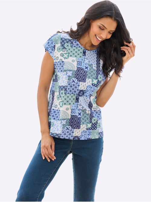 T-shirt Imprimé Motif Patchwork Moderne - Taille Standard - Moda Vilona - Kiabi T-shirt Imprimé Motif Patchwork Moderne - Taille Standard - Moda Vilona - Kiabi
