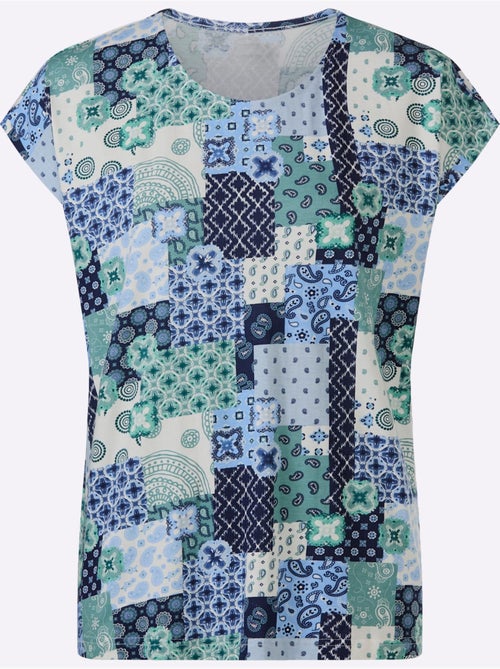 T-shirt Imprimé Motif Patchwork Moderne - Taille Standard - Moda Vilona - Kiabi T-shirt Imprimé Motif Patchwork Moderne - Taille Standard - Moda Vilona - Kiabi