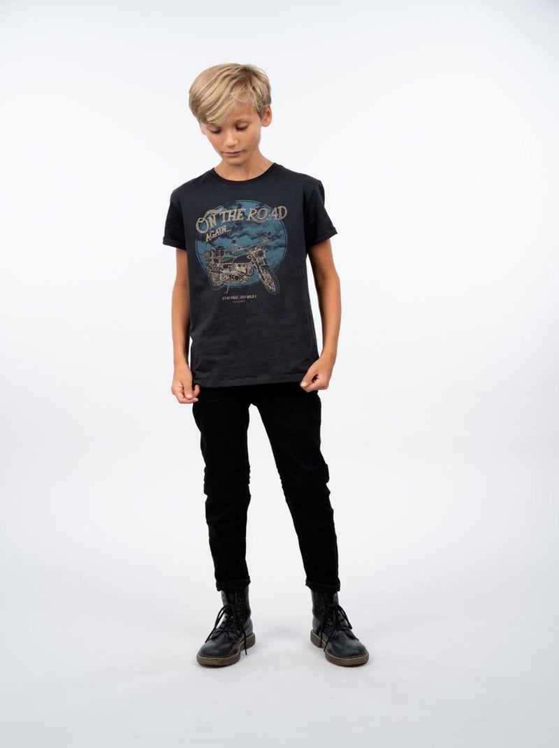 T-shirt imprimé moto 'Deeluxe' gris anthracite - Kiabi