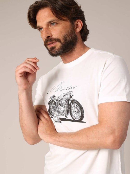 T-shirt imprimé moto style rétro, col rond et coupe droite. 'Deeluxe' - Kiabi