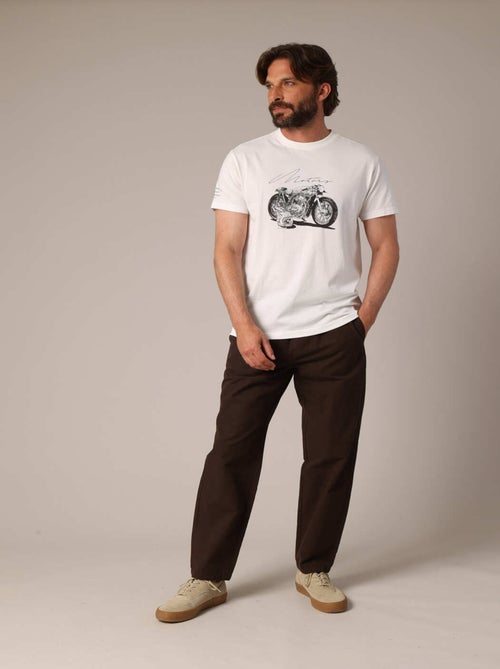T-shirt imprimé moto style rétro, col rond et coupe droite. 'Deeluxe' - Kiabi
