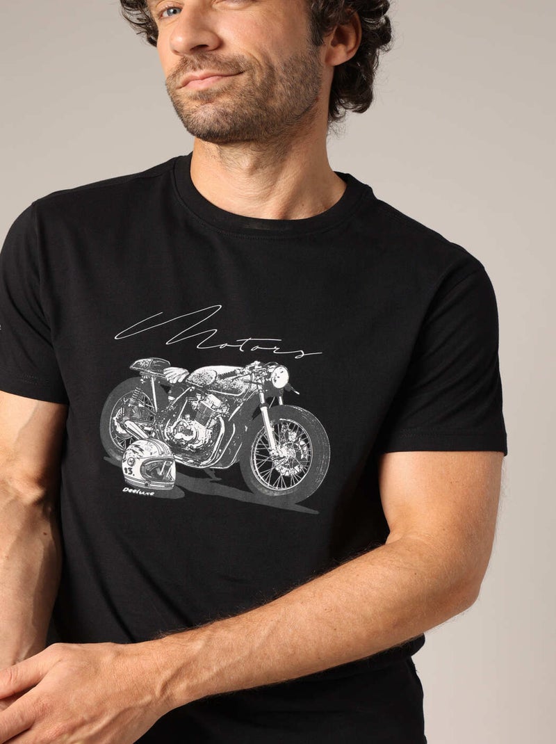 T-shirt imprimé moto style rétro, col rond et coupe droite. 'Deeluxe' Noir - Kiabi