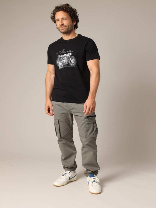T-shirt imprimé moto style rétro, col rond et coupe droite. 'Deeluxe' - Kiabi