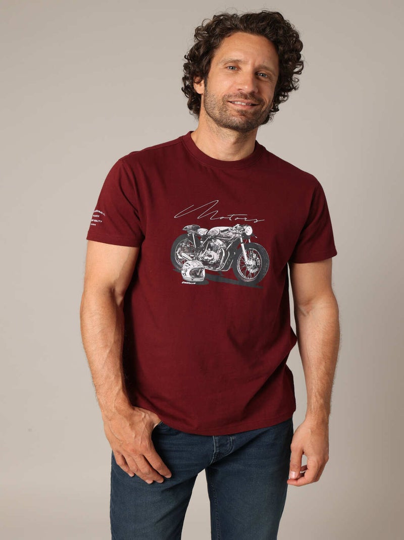 T-shirt imprimé moto style rétro, col rond et coupe droite. 'Deeluxe' Rouge foncé - Kiabi
