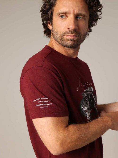 T-shirt imprimé moto style rétro, col rond et coupe droite. 'Deeluxe' - Kiabi