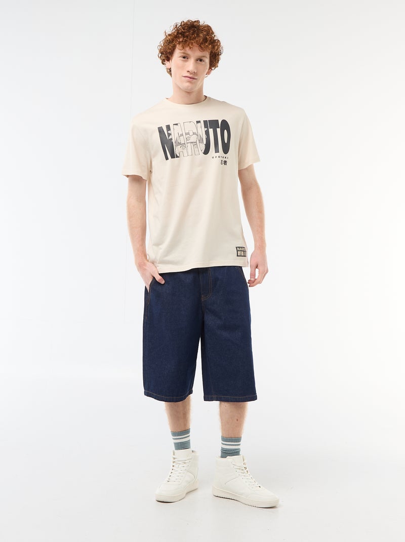 T-shirt imprimé 'Naruto' en coton uni Beige - Kiabi