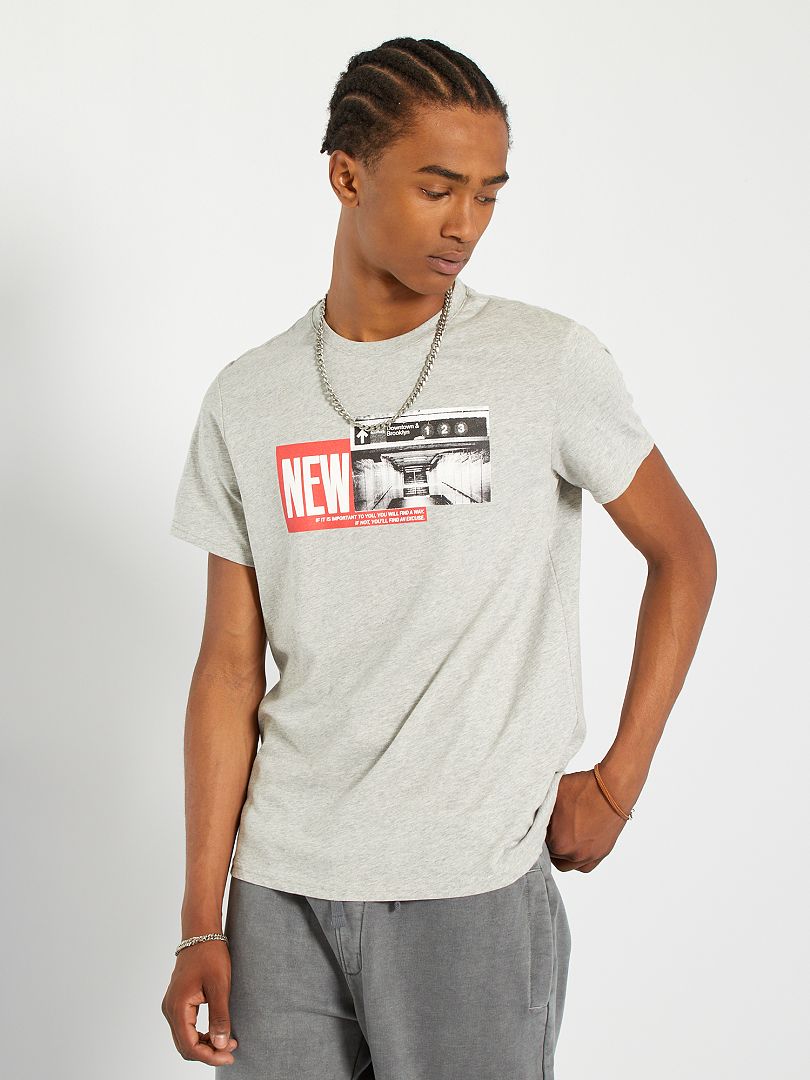 T-shirt imprimé 'New York' gris - Kiabi