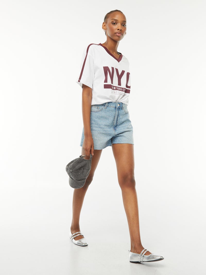 T-shirt imprimé 'New York' oversize Blanc - Kiabi
