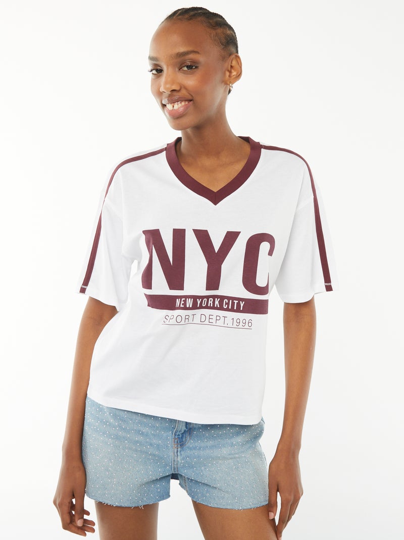 T-shirt imprimé 'New York' oversize Blanc - Kiabi